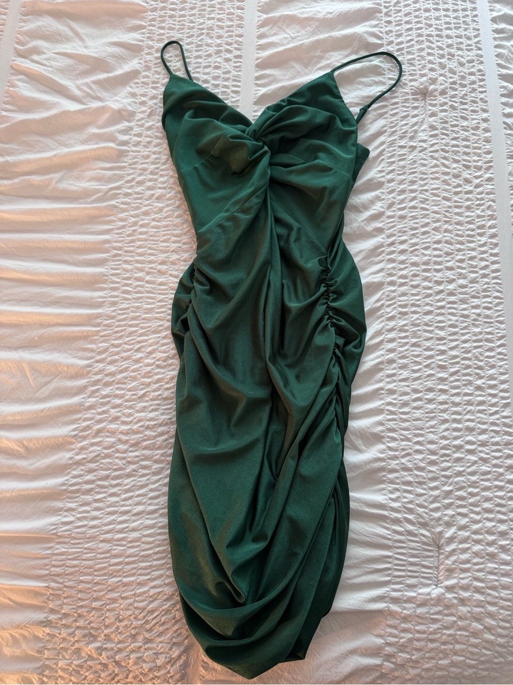 Lucy in the Sky Deep Green Ruched Slip Dress